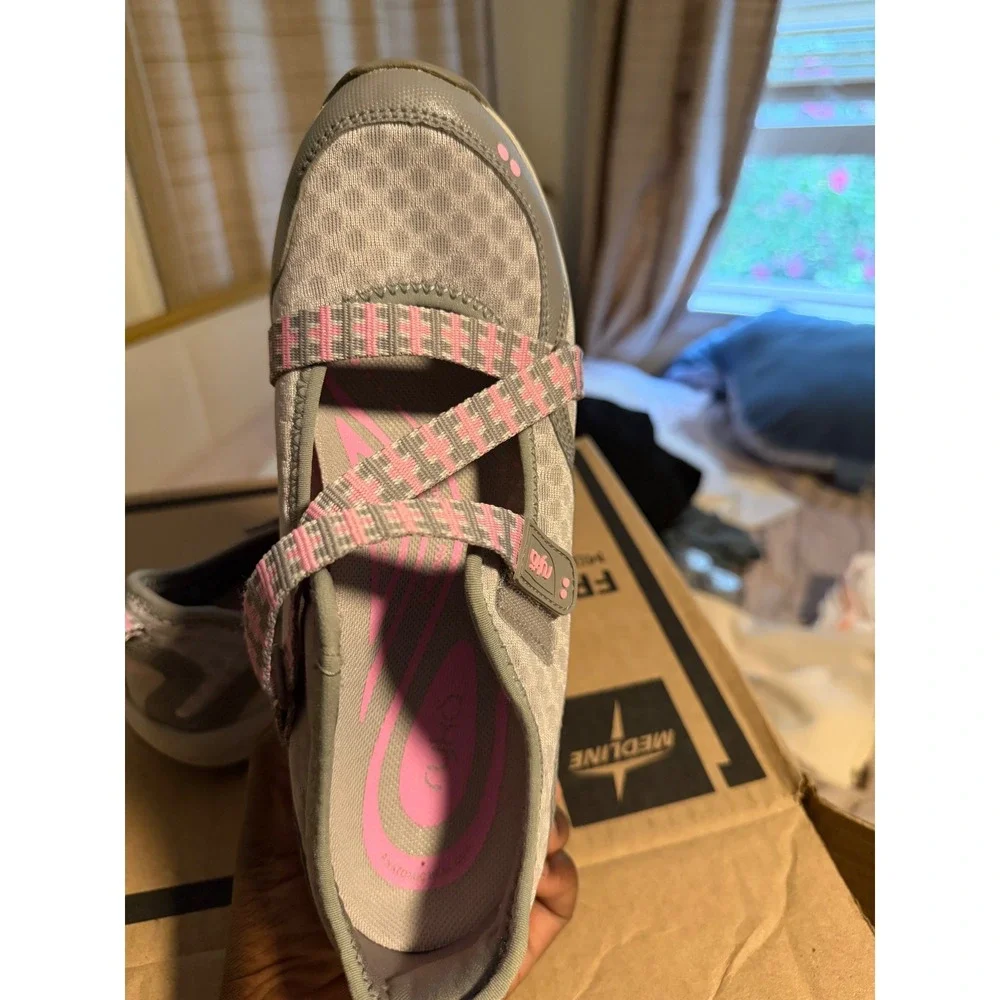 Ryka Kailee Womens Grey Pink Mary Jane Walking Shoes Athletic Sneakers 8M